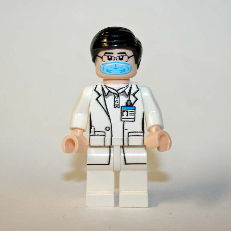 Doctor White Lab Coat Minifigure - Hospital Doctor with Mask