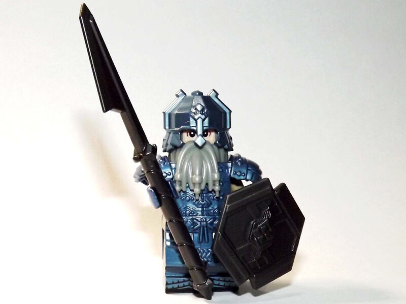 Dwarf Warrior Minifigure - Blue Armor, Lord of the Rings Hobbit Edition